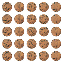 Saddle Brown 30Pcs Natural Schima Wood Beads, Dyed, Flat Round, Saddle Brown, 25x5.5mm, Hole: 2mm