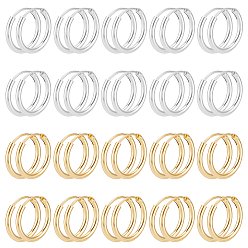 Золотой & Серебряный 40шт 2 цвета латунные серьги-кольца, без свинца и без кадмия, золотой и серебряный, 14x1.5 мм, 20 шт / цвет