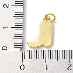 Pearl Pink Rack Plated Brass Enamel Charms, with Jump Ring, Long-Lasting Plated, Lead Free & Cadmium Free, Real 18K Gold Plated, Cowboy Boot Charm, Pearl Pink, 14x11x1.5mm, Hole: 3.4mm
