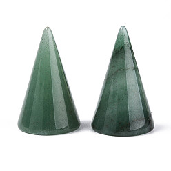 Зеленый Авантюрин Стенды для колец с натуральным зеленым авантюрином, форма конуса, 2.45~2.55x3.9~4.1 см