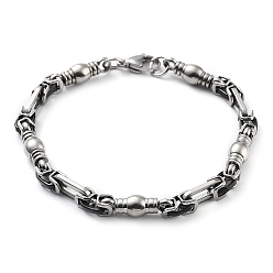 Stainless Steel Color Non-Tarnish 201 Stainless Steel Link Chain Bracelet, 304 Stainless Steel Clasps, Stainless Steel Color, 8-7/8 inch(22.6cm)