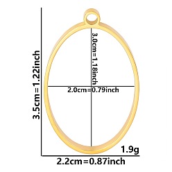 Oval Подвески с открытой задней панелью из нержавеющей стали, для diy уф смолы, эпоксидная смола, Прессованные цветочные украшения, золотые, овальные, 35x22x3 мм, отверстие : 2.2 мм