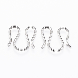 Stainless Steel Color Tarnish Resistant 304 Stainless Steel Clasps, M Clasps, Stainless Steel Color, 11x12x1mm, Hole: 3x6mm