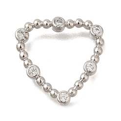 Сердце Стойка покрытие латунь прозрачный кубический цирконий соединительные кольца, платина, без свинца и без кадмия, долговечный, сердце, 16.5x16.5x2 мм