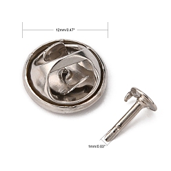 Platinum Iron Lapel Pin Backs, Tie Tack Pin, Brooch Findings, Platinum, Tray: 4.5mm, 12mm, Pin: 1mm