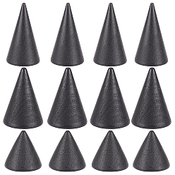 Black 12Pcs 3 Style Wooden Finger Ring Display Stands, Cone Shaped, Black, 3x3cm, 4pcs/style