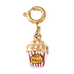 Popcorn 304 подвесные украшения из эмали из нержавеющей стали, золотые, попкорн, 28 мм, отверстие : 5 мм