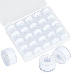 Белый 25 Набор полиэстеровых швейных ниток в прозрачной коробке для шпулек, белые, 0.2 мм