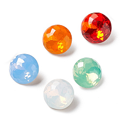 Mixed Color Opal Style Eletroplate K9 Glass Rhinestone Cabochons, Pointed Back & Back Plated, Faceted, Diamond, Mixed Color, 8x4.5mm