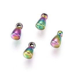 Rainbow Color Ионное покрытие (ip) 304 брелоки из нержавеющей стали, падение удлинителя цепи, слеза, Радуга цветов, 6x3 мм, отверстие : 1 мм