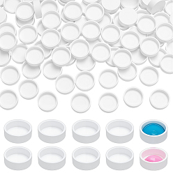 Blanc 100 casseroles de peinture aquarelle vides en plastique, pour palette d'art de caisse de peinture, plat rond, blanc, 15x5mm, diamètre intérieur: 12.5 mm, capacité: 0.6 ml (0.02 fl. oz)