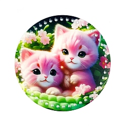 Cat Shape Плоские круглые акриловые плавки с принтом, связанные крючком, доска для плетения сумок, аксессуары для сумок своими руками, форма кошки, 18x0.3 см, отверстие : 5 мм