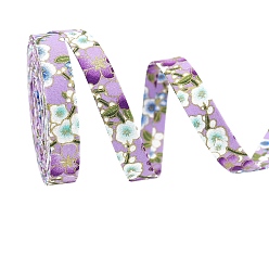 Prune Rubans imprimés en polyester de fleurs de marquage à chaud, pour la fabrication de décorations en tissu bricolage, prune, 5/8 pouces (16 mm)