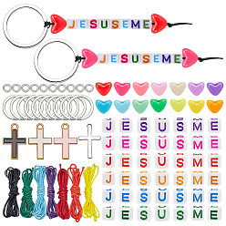 (52) Непрозрачная лаванда Наборы для изготовления брелоков на религиозную тематику, в том числе акриловые бусины, Подвески из эмалированного сплава и разъемные брелоки, 201 Подвески из нержавеющей стали и вощеный полиэстерный шнур, разноцветные, 1.5 мм