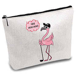 Flamingo Shape Мешки для хранения из поликоттона с принтом, прямоугольные металлические мешочки с застежкой-молнией, форма фламинго, 18x25 см