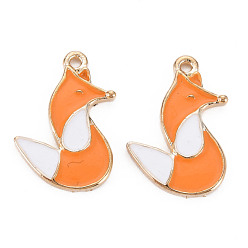 Темно-Оранжевый Стойки подвески обшивки сплава, без кадмия и без свинца, лиса, темно-оранжевый, 23x15.5x2 мм, отверстие : 1.6 мм