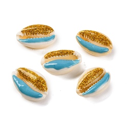 (52) Непрозрачная лаванда Эмалированные бусины из ракушек каури, нет отверстий / незавершенного, с блеском порошок, разноцветные, 17.5~24.5x11.5~17x7~8.5 мм