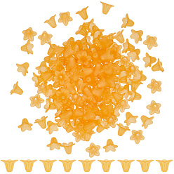Orange 150Pcs Transparent Acrylic Beads, Frosted, Flower, Orange, 17.5x12mm, Hole: 1.5mm
