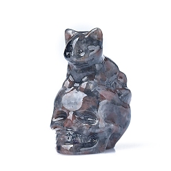 Syenite Резные украшения из натурального сиенита в форме кошки и черепа, для домашнего офисного стола, 30 мм