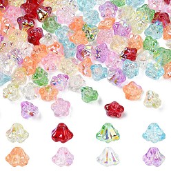 Mixed Color 160Pcs 8 Colors Electroplate Glass Beads, Flower, Pearlized, Half Plated, Mixed Color, 6x8x8mm, Hole: 0.7mm, 20pcs/color