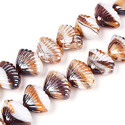 Сэнди Коричневый Бусины лэмпворк , формы раковины, жемчужные, песчаный коричневый, 15.5~17.5x22~23.5x9.5~11 мм, отверстие : 1.5~2.5 мм
