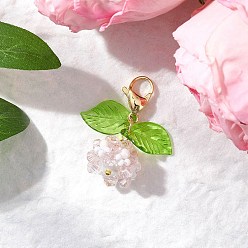 Морская Ракушка Подвесные украшения из акрила и стеклянного жемчуга, с 304 из нержавеющей стали Lobster Claw застежками, цвет морской раковины, 35.5 мм