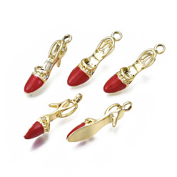 Brique Rouge Alliage de placage de rack émail pendentif strass paramètres, sans nickel et sans plomb, , firebrick, s'adapter pour 0.8~1 mm strass, 24.5x6x7mm, Trou: 1.8mm