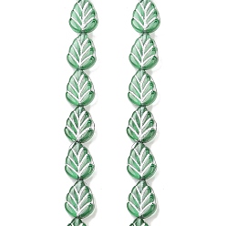 Темно-Зеленый Чешские прессованные стеклянные бусины, лист, темно-зеленый, 10x8x3.5 мм, отверстие : 0.8 мм, около 150 шт / упаковка