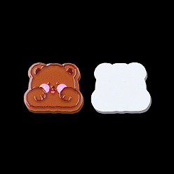 Sandy Brown Printed Acrylic Cabochons, Bear, Silver, 23x27.5x2mm