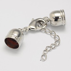 Platinum Rack Plating Brass Chain Extender, with Lobster Claw Clasps and Cord Ends, Soldered, Cadmium Free & Nickel Free & Lead Free, Platinum, 53mm, Hole: 10mm