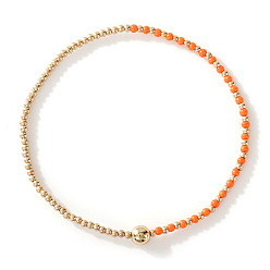 Оранжевый Браслеты из стеклянных бусин и бусин CCB, составные браслеты для женщин, оранжевые, 7-7/8 дюйм (20 см), внутренний диаметр: 6-1/2 дюйм (16.5 см)
