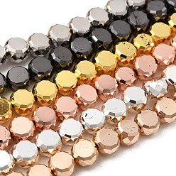 (52) Непрозрачная лаванда Стеклянные бусины с гальваническим покрытием , барабан, граненые, разноцветные, 8x5.5 мм, отверстие : 1 мм, около 54 шт / нитка, 15.75'' (40 см)