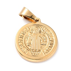 Золотой 304 прелести нержавеющей стали, плоские круглые с cssml ndsmd крест бога отца религиозного христианству, золотые, 20x17.5x2 мм, отверстие : 4x6 мм