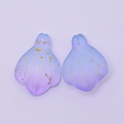 Plum Handmade Lampwork Pendants, with Gold Foil, Petaline, Plum, 22x16x5~6mm, Hole: 0.8~1mm