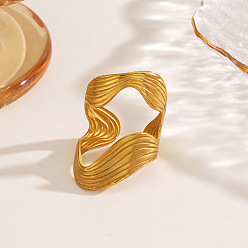 Золотой Волнообразная форма 304 манжеты из нержавеющей стали для женщин, золотые, 30 мм, внутренний диаметр: 17 мм