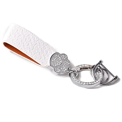 Белый Сплав цинка брелок, горный хрусталь и искусственная кожа, отпечаток лапы, белые, 11x2.3 см