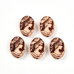 Персиковый Слойка Непрозрачные акриловые бусины, овальной формы с узором девушка, розовые, 17.3x13x5.5~6 мм, отверстие : 1.6 мм, Около 543 шт / 500 г