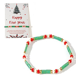 Лайм Рождественские эластичные браслеты из акриловых бусин для женщин, желто-зеленые, 6.30 дюйм (16 см) ~ 6.50 дюйм (16.5 см)