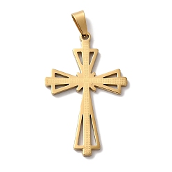 Золотой Вакуумное покрытие pvd 304 подвески из нержавеющей стали, крест прелести, религия, золотые, 39.5x25x2 мм, отверстие : 7.5x3.5 мм