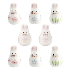 (52) Непрозрачная лаванда 8шт 4 цвета фарфоровые бусины ручной работы, декоративная с золотыми, кролик, разноцветные, 21x13.5x14.5 мм, отверстие : 1.8 мм, 2 шт / цвет