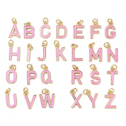 Letter Стойки обшивки латунные подвески, с эмалью и кольцом для прыжков, без кадмия и без свинца, долговечный, реальный 18 k позолоченный, буквы, буквы, 11.5~12x2~10x1 мм, отверстие : 2.5 мм.