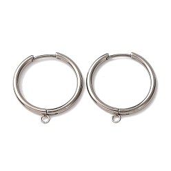 Нержавеющая Сталь Цвет 201 Выводы из нержавеющей стали серьги обруча, с 316 нержавеющей сталью и петлями, цвет нержавеющей стали, 24x22x2.5 мм, отверстие : 1.8 мм, штифты : 1 мм