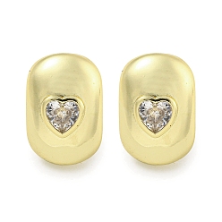 Rectangle Серьги-гвоздики из латуни с микропаве из кубического циркония для женщин, без кадмия и без свинца, долговечный, реальный 18 k позолоченный, прямоугольные, 20x13.5 мм