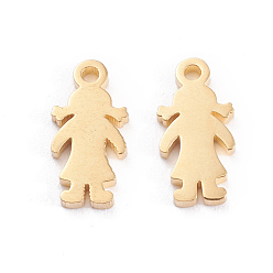 Золотой 304 прелести нержавеющей стали, лазерная резка, девушка, золотые, 12x6x1 мм, отверстие : 1.2 мм