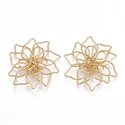 Настоящее золото 18K Латунь филигрань столяры ссылки, цветок, без никеля , реальный 18 k позолоченный, 30x31x8 мм