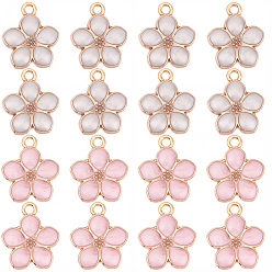 (52) Непрозрачная лаванда 40 шт 2 цвета позолоченные подвески из сплава с эмалью, цветок, разноцветные, 17x14.5x1.5 мм, отверстие : 1.6 мм, 20 шт / цвет