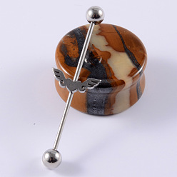 Wing 304 длинные серьги-штанги из нержавеющей стали для хрящей, цвет нержавеющей стали, крыло, 35x5 мм, штифты : 1.2 мм