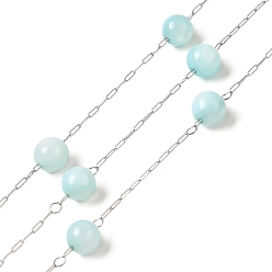 Светло-Синий 304 тросовые цепи из нержавеющей стали с окрашенными бусинами-ракушками, круглые, пайки, с катушкой, голубой, ссылка: 2.5x0.8x0.1 mm, 5~5.4 мм