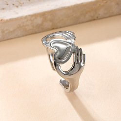 Сердце 304 из нержавеющей стали манжеты кольца, цвет нержавеющей стали, сердце, внутренний диаметр: регулируемый