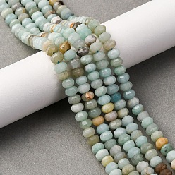 Flower Amazonite Натуральный цветок амазонитовые бусины пряди, граненые, тыква, 6x4 мм, отверстие : 1 мм, около 89~91 шт / нитка, 14.96''~15.16'' (38~38.5 см)